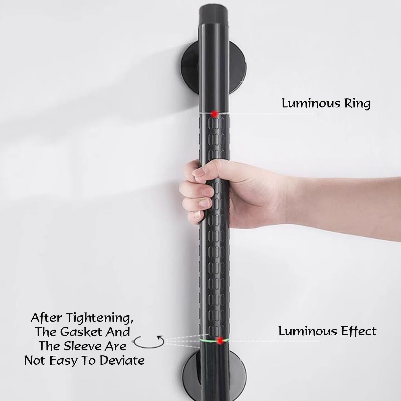 Maniglia Di Sostegno A Parete For WC E Vasca Da Bagno Con Impugnatura Antiscivolo Anello Luminoso Sicurezza For Anziani Disabili(L-48CM)
