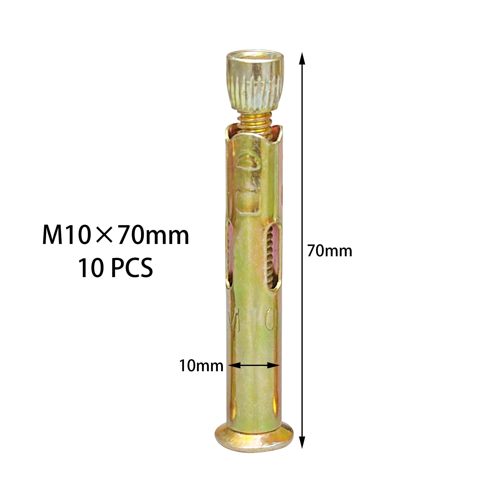 10 PCS Metal Expansion Bolts - Flat Head Cross Drive Design (M10 x 70mm) - Image 4