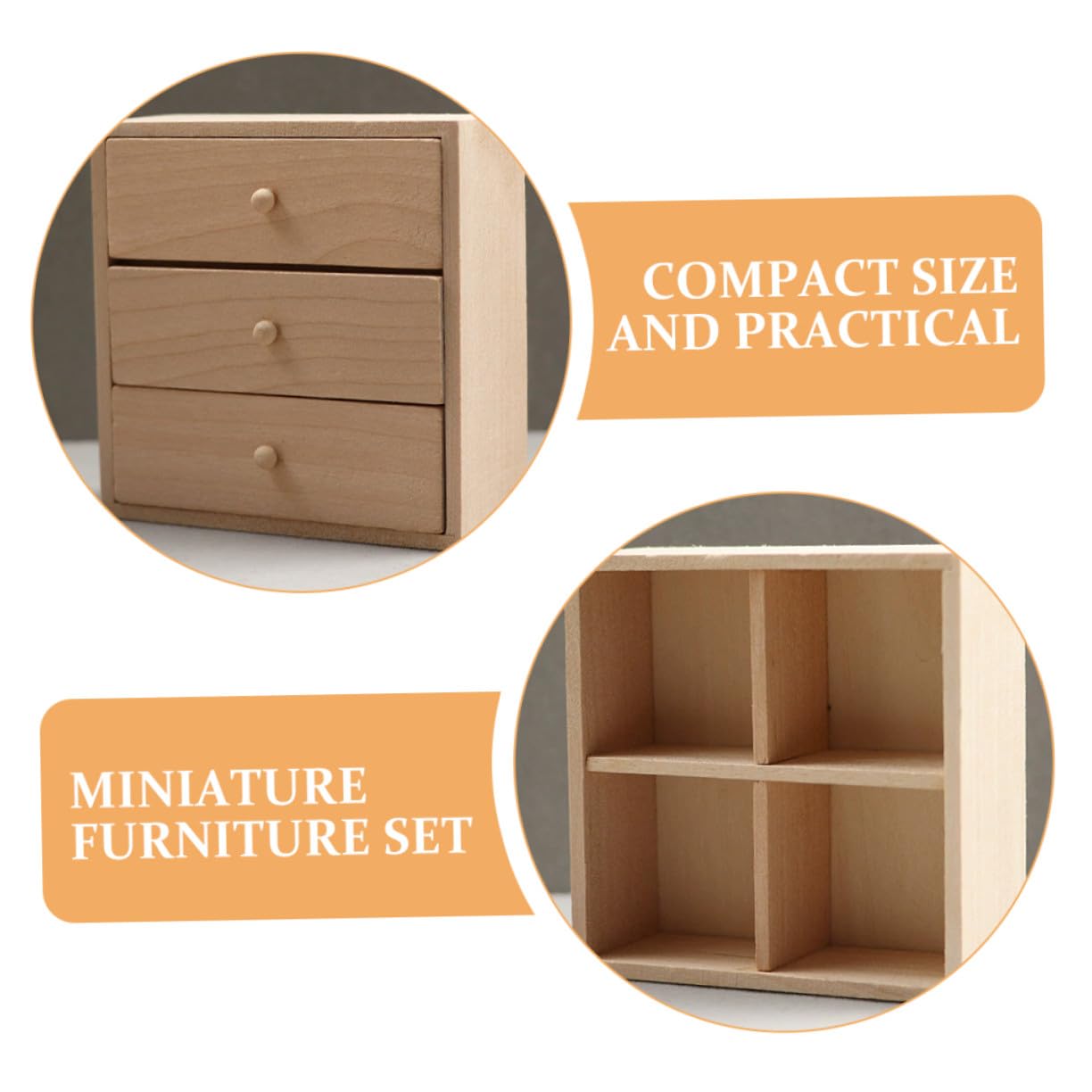 Muebles Miniatura para Casa de Muñecas 4 Piezas de Madera Beige