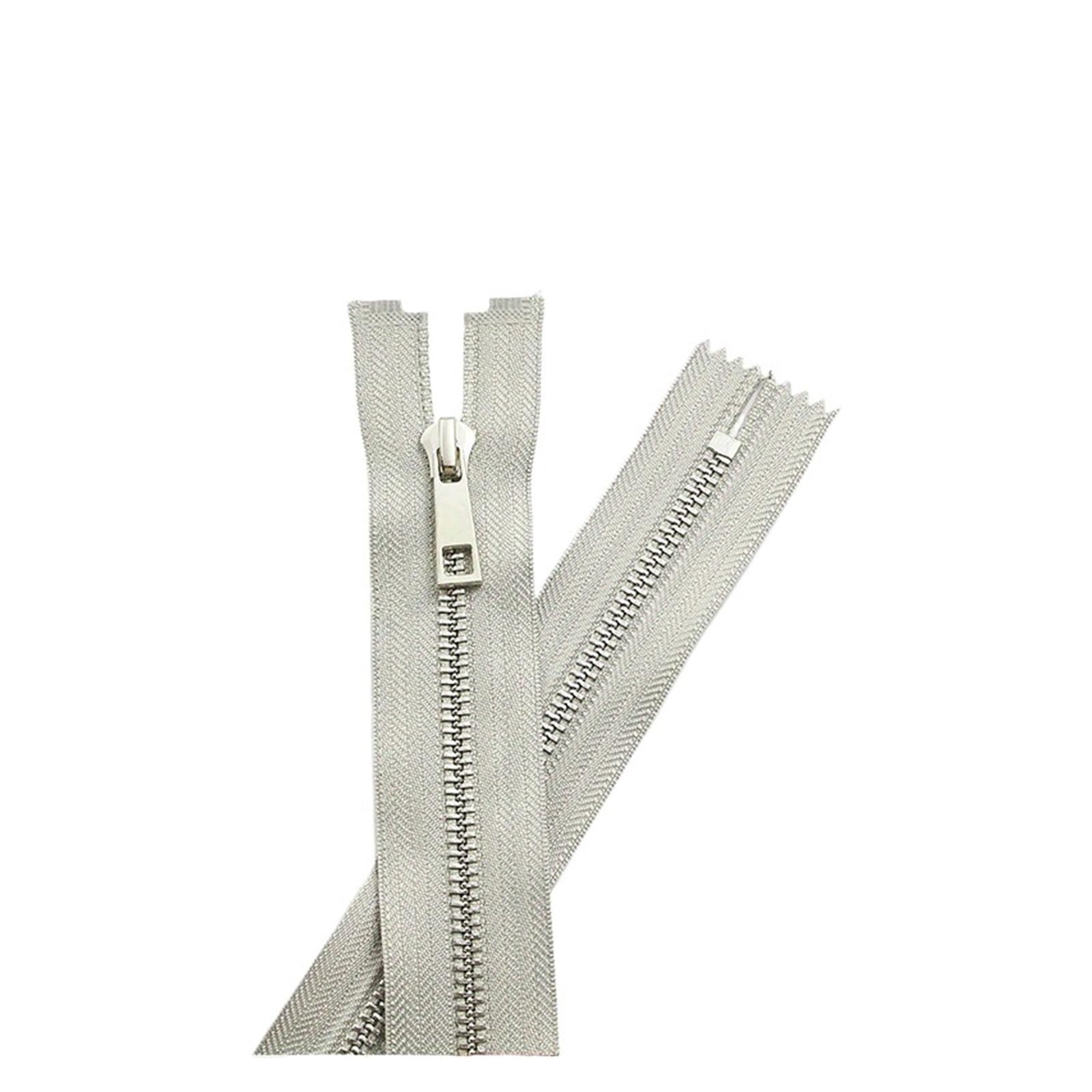 5 piezas de 15-30 cm 5 # cremallera de metal plata dientes aleación Y dientes lisos bolsa bolsillo bolsa de cuero cremallera (gris, 15 cm)