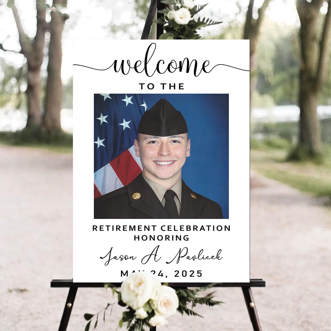 Personalized Retirement Yard Sign, Custom Retirement Sign, Plastic Sign, Weatherproof, Printed Front & Back, Stand Option #1