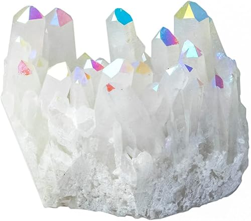 Miniatura 6 de Rockcloud Piedra bruta AB con revestimiento de titanio, figura de geoda drusa en racimo para decoración de boda en casa, oficina, 2 unidades