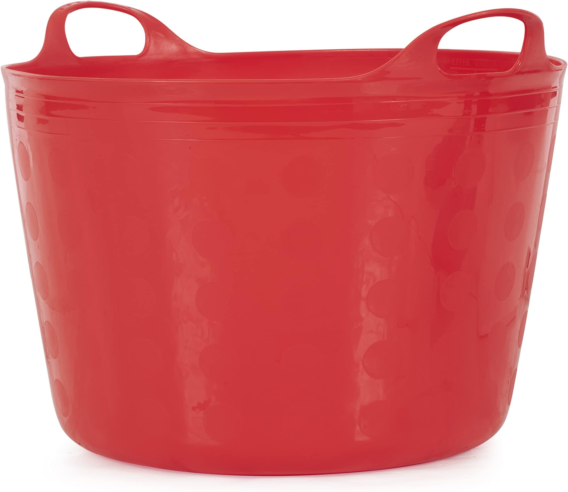 Tuff StuffProducts F16-RD 16 Gallons Outdoor Carry Flex Tub Storage Bin Container Tote Tubs Bucket with Carrying Handles, Red