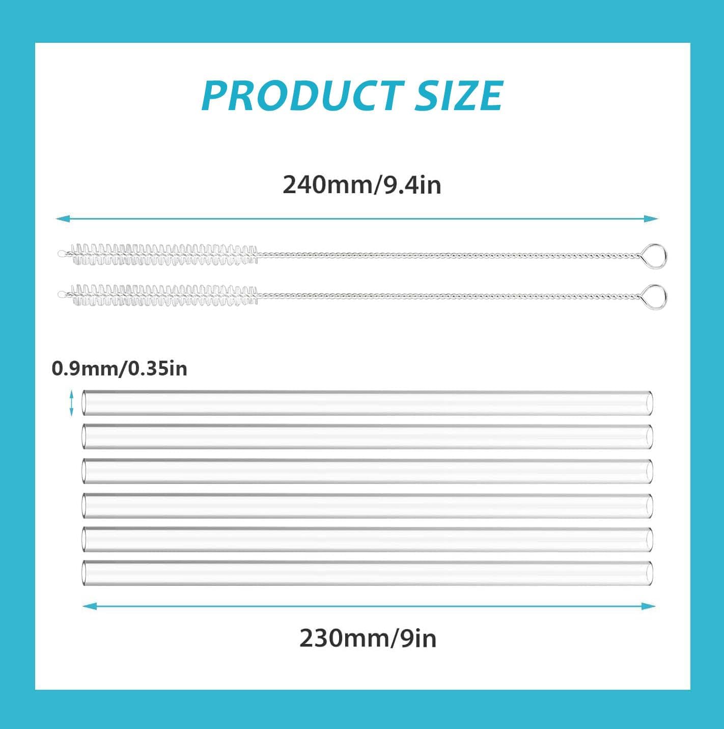 6Pcs 9 inch Reusable Straws Replacement for YETI 25oz Tumbler Lid, Clear Plastic Drinking Straws with 2 Cleaning Brushes - Image 5