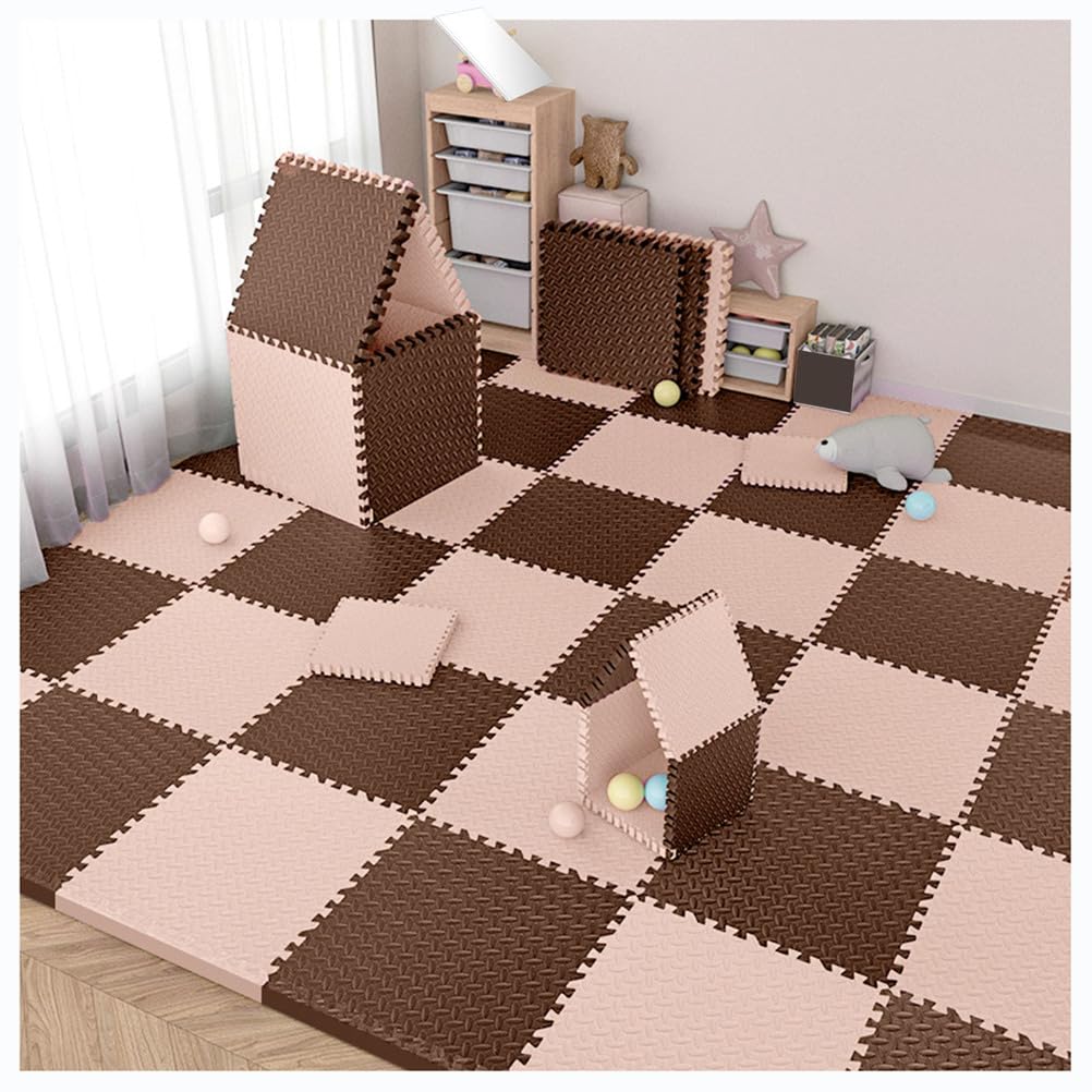 Piankowe płytki podłogowe, pianka EVA, mata do zabawy, 36 szt., 30 x 30 x 3 cm, grube, miękkie, puzzle, maty podłogowe do jogi, wielofunkcyjne maty do ćwiczeń z małymi płytkami piankowymi, do kawy
