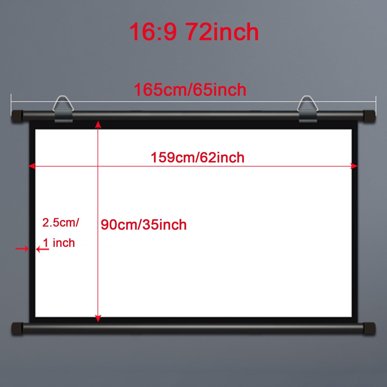 Schermo per Proiettore da Esterno Portatile 72 Pollici, Schermo Cinematografico Anti Rughe 4K HD, Schermi di Proiezione con Angolo Visione 160°(16:9)