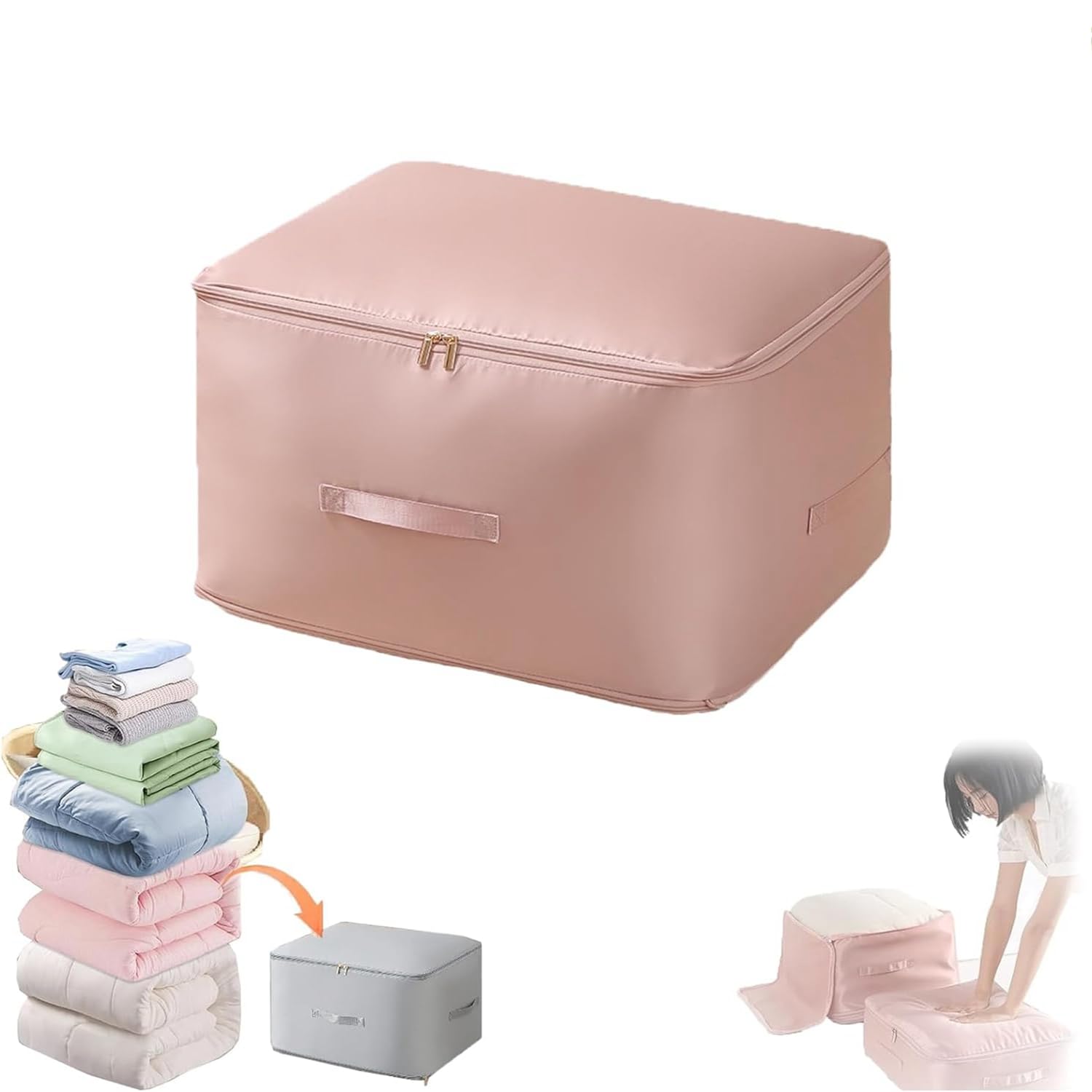 Dsrtosit Pink Ultra Space Saving Self Compression Organizer,Bedroom Clothes Storage Bags With Zipper,Compression Packing Cubes,Expandable Packing Organizers,Heavy Duty Moving Bags,Space-Saving ﻿ ﻿ ﻿ ﻿ (, Xl)