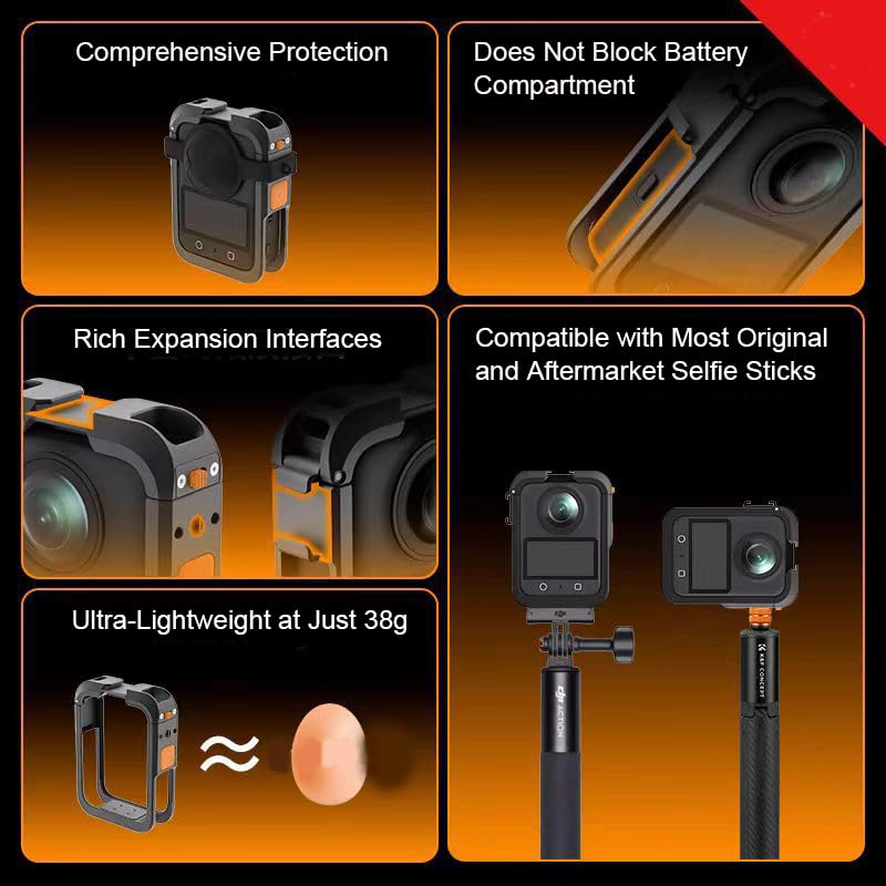 Aluminiowy futerał ochronny z klatką dla królika do kamery sportowej DJI Osmo 360, ramka ochronna 360° z osłoną obiektywu, wielofunkcyjny uchwyt na adapter rozszerzeń do akcesoriów (szary)
