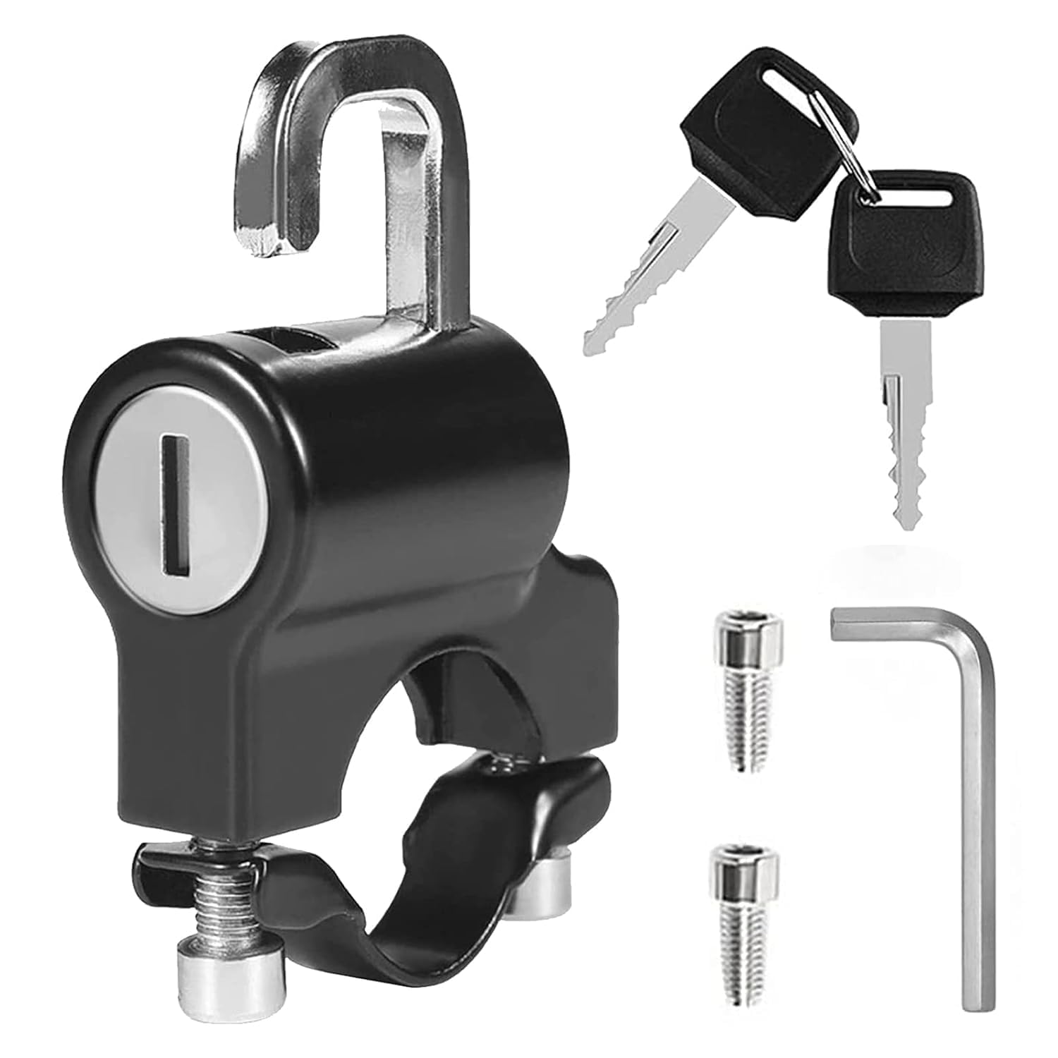 Motorcycle Helmet Lock，Motorbike Accessories,Bike Handlebar Tubing Helmet Lock,Anti-Theft Helmet Safety Lock Metal 22mm-26mm Black with 2 Keys Motorcycle Accessories-image-45