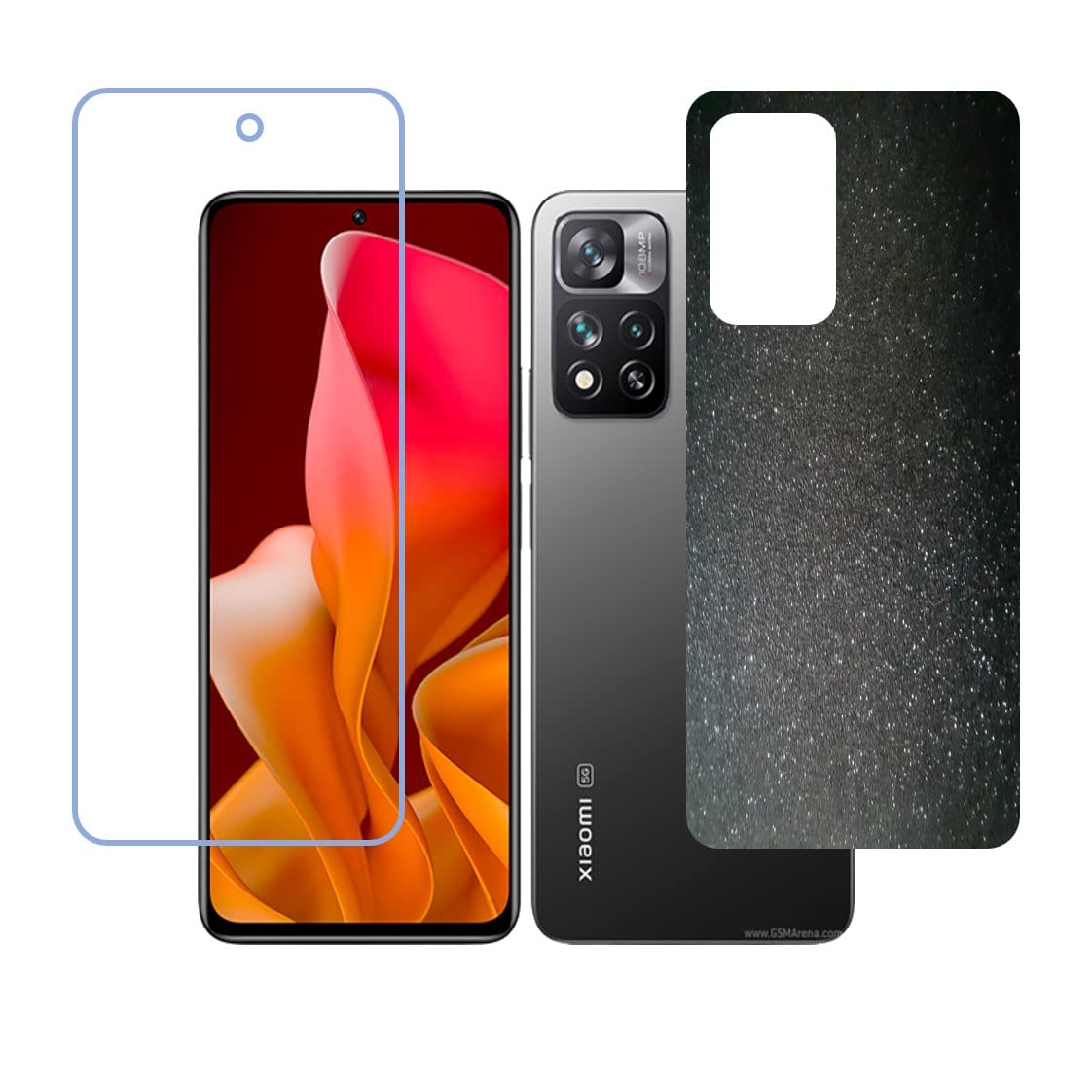 DVTECH� (Front and Back 9H Ceramic Matte Front and TPU Sparkling Star Black Anti Skid Back Skin Protector For Xiaomi 11i (Not a Tempered glass)