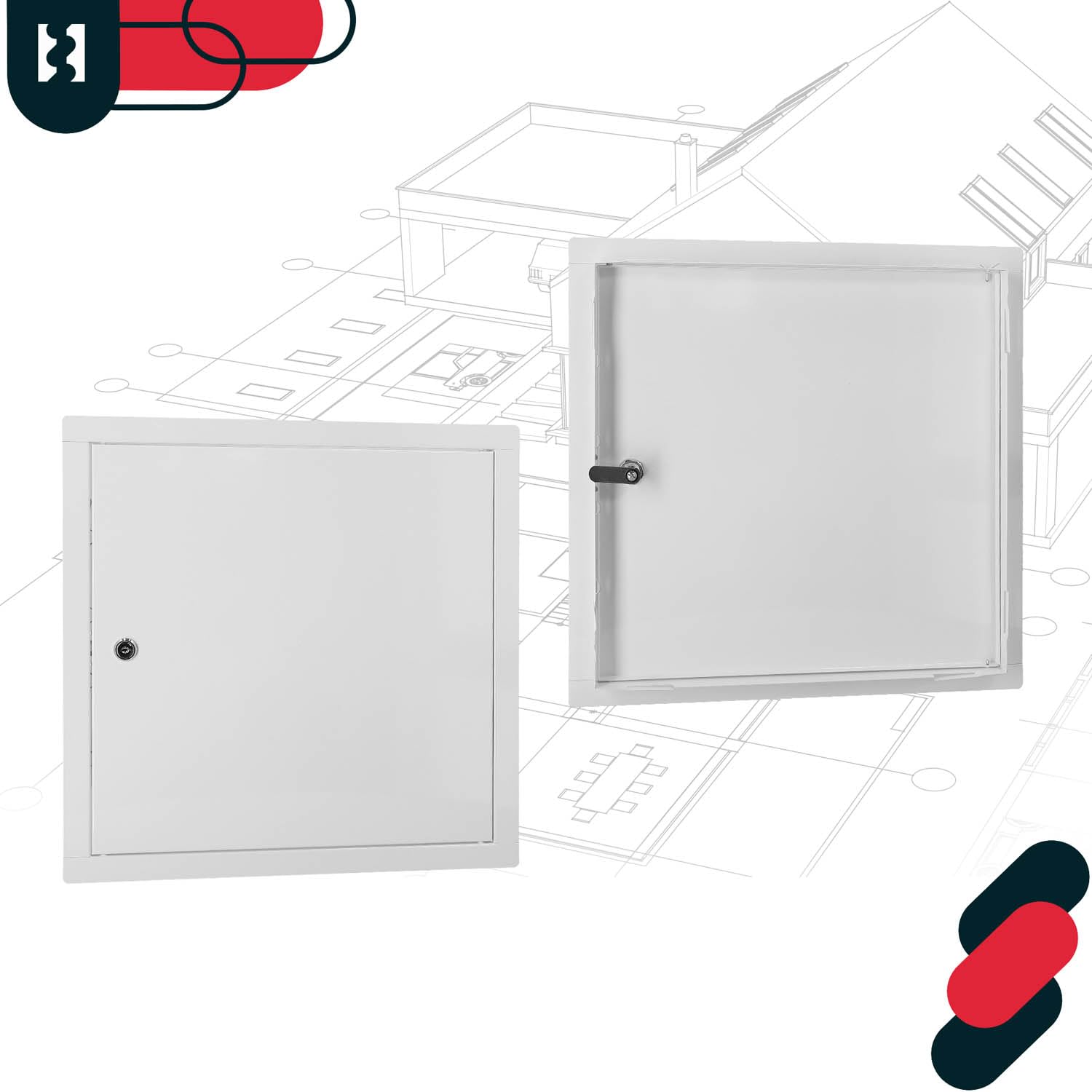 KOTARBAU® Sportello di ispezione 40 x 40 cm, per installazione a secco, porta di ispezione con serratura a chiave, scatola di sicurezza, a incasso, sportello di ispezione in acciaio zincato
