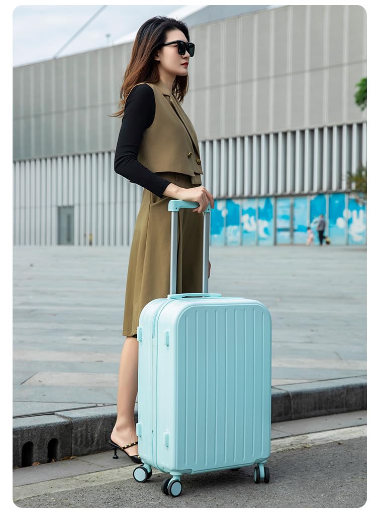 Maleta ultraligera para avión, equipaje de mano, maleta con ruedas, maleta de viaje para equipaje de mano, maleta de viaje, grande, azul, 24 pulgadas