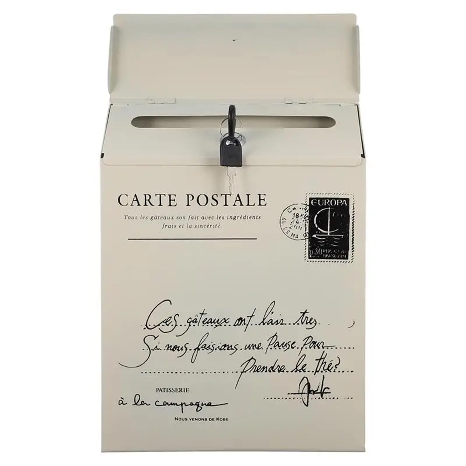 Locking Mail Box for Outside, Wall Mount Mailbox Lockable Iron Letter Box Multicolor(White)