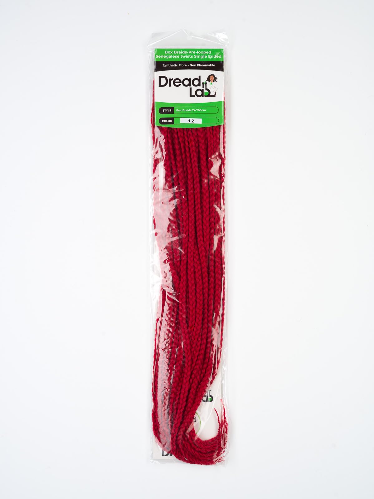 DreadLab - Box Braids Pre-Looped Senegalese Twists Single Ended (24"/ 60cm) (#12 Strong Red) - Image 2