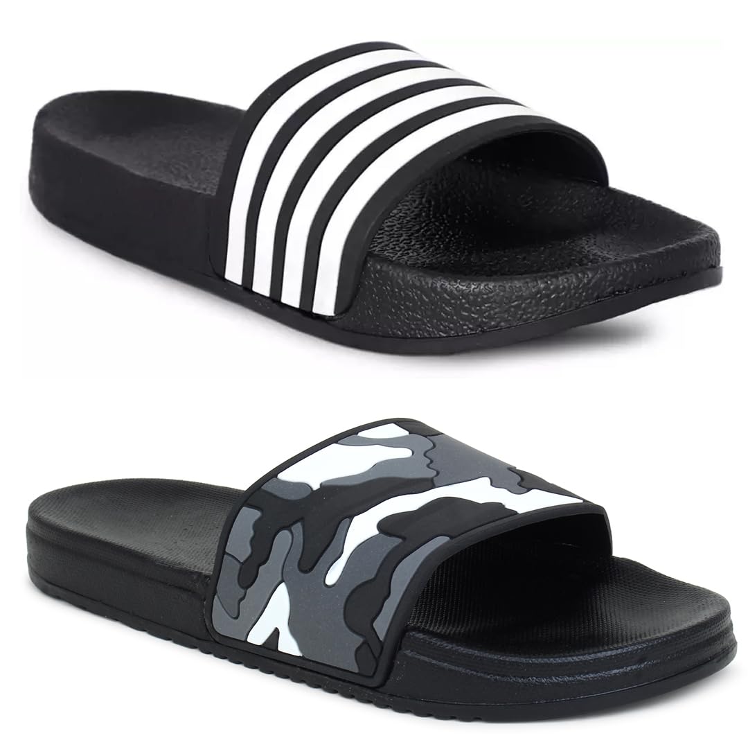 pampy angel Men Combo Pack of 2 Pairs of Slides Flip Flops Slippers Anit Skid-picture-18