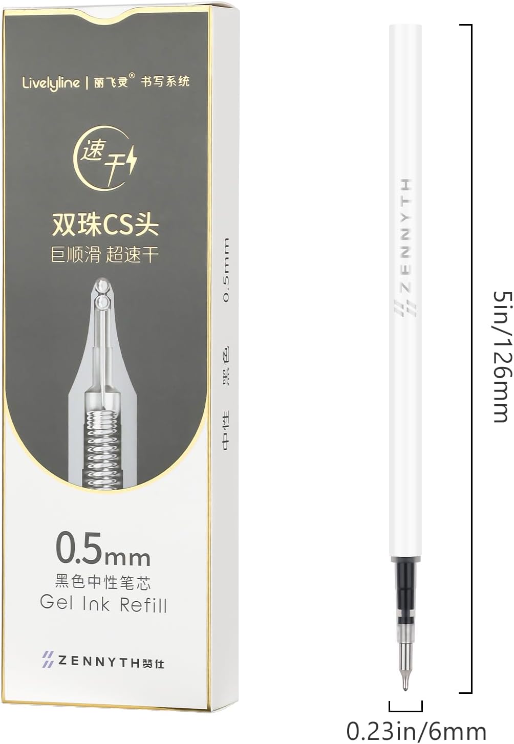 Ddaowanx 10 Pieces Gel Ink Pen Refills,Fine Point 0.5mm Tip Black Ink image 2