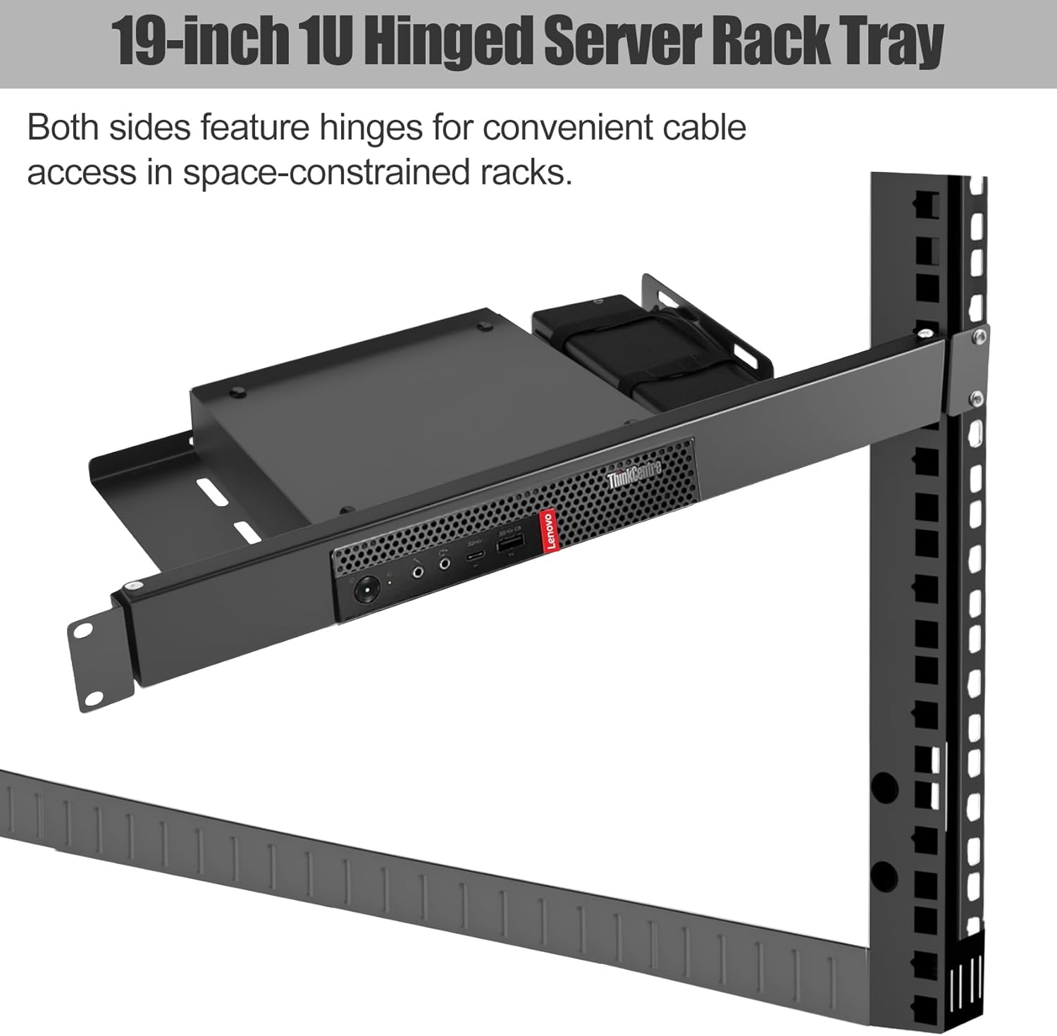 Mini Pc Rack Mount Compatible with Lenovo ThinkCentre 1U Hinged ServerRack Shelf with Hand-Twist Screws High-Strength Steel Lenovo Mini PC-Rack Mount for 19-inch Cabinet