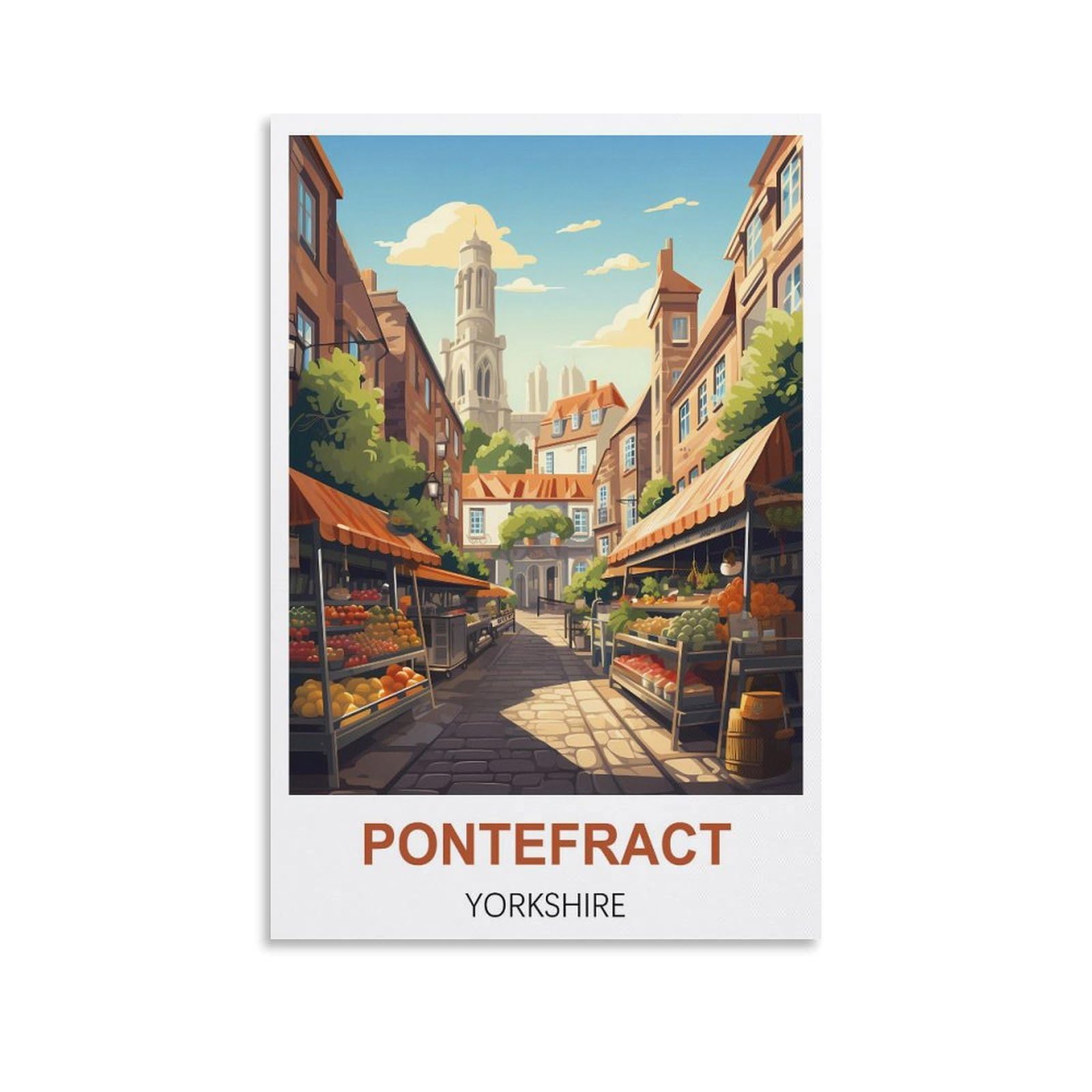 FJIWECWSQ Pontefract Yorkshire Vintage Travel Posters 08x12inch(20x30cm) Canvas Wall Art Painting Prints