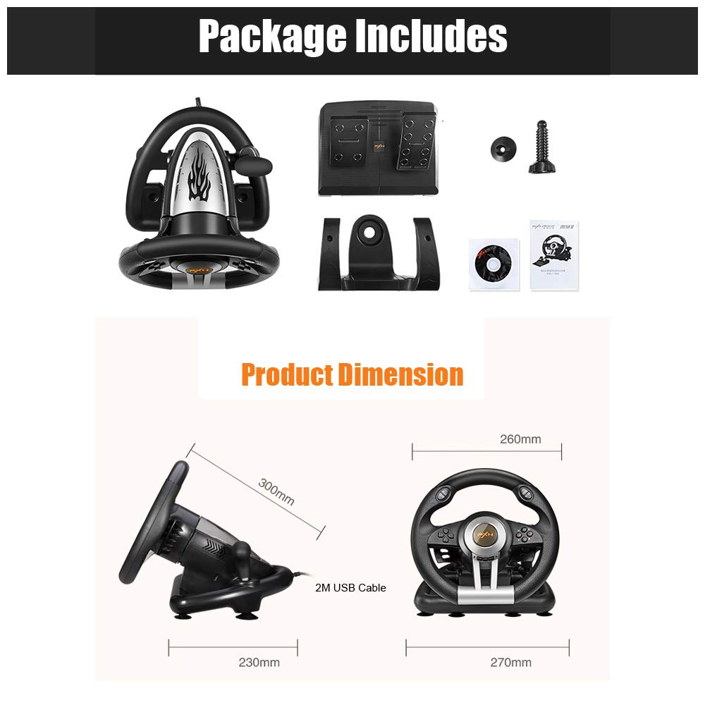 PXN V3II PC Racing Wheel, USB Car Race Gaming Steering Wheel with Pedals for Windows PC/PS3/PS4/Xbox One/Nintendo Switch : Video Games