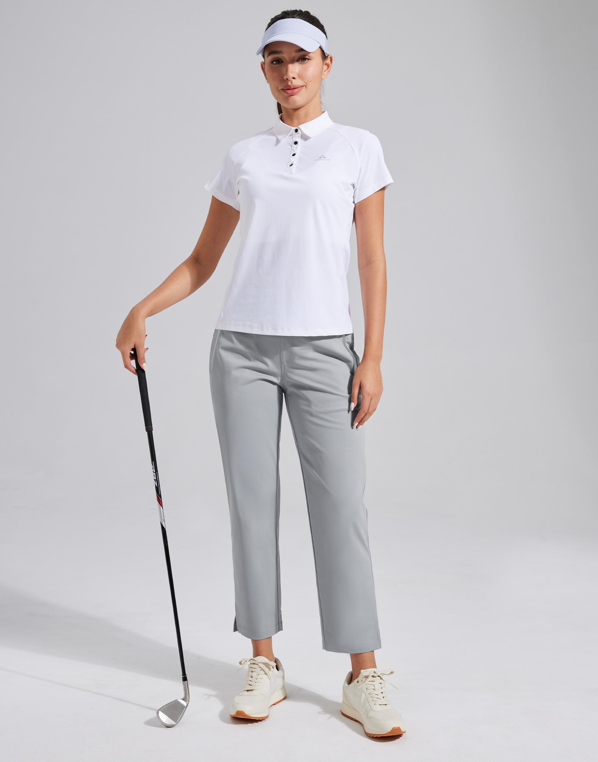 Pioneer Camp Damen Golfhosen 7/8 Lange mit Seitentaschen – Atmungsaktive Elastische Hose für Büro, Reisen & Sport – Elastischer Bund mit Zugschnur – Leichte & Formbeständige Hose