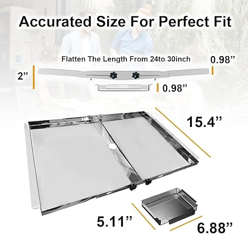 Miniatura 5 de Grease Tray with Catch Pan - Universal Drip Pan for 45 Burner Gas Grill Models from Dyna Glo, Nexgrill, Expert Grill Stainless Steel Grill