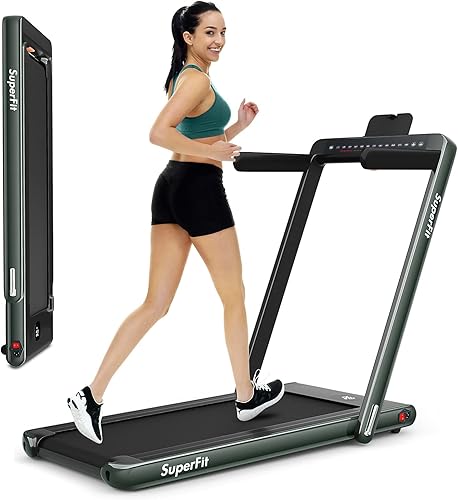 GYMAX Almohadilla para caminar, pantalla LED dual 2 en 1, caminadora para debajo del escritorio para el hogar con control remoto y aplicación