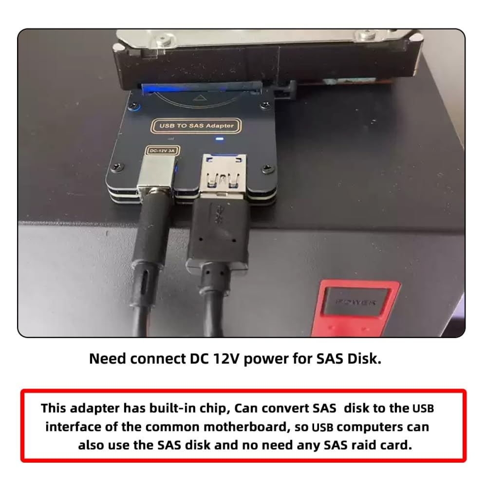 Cablecc SFF-8482 SAS 29Pin a 5 Gbit/s USB 3.0 Adattatore RAID per dischi rigidi con chipset e alimentazione (richiede alimentazione 12 V/3 A)