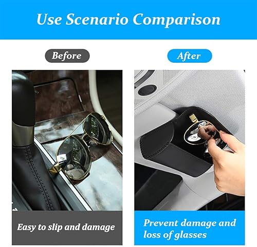 Miniatura 3 de HOLDCY Soporte para gafas de sol para visera de coche caja de almacenamiento con clip para gafas de ojos accesorios de automoción de cuero 1 pieza