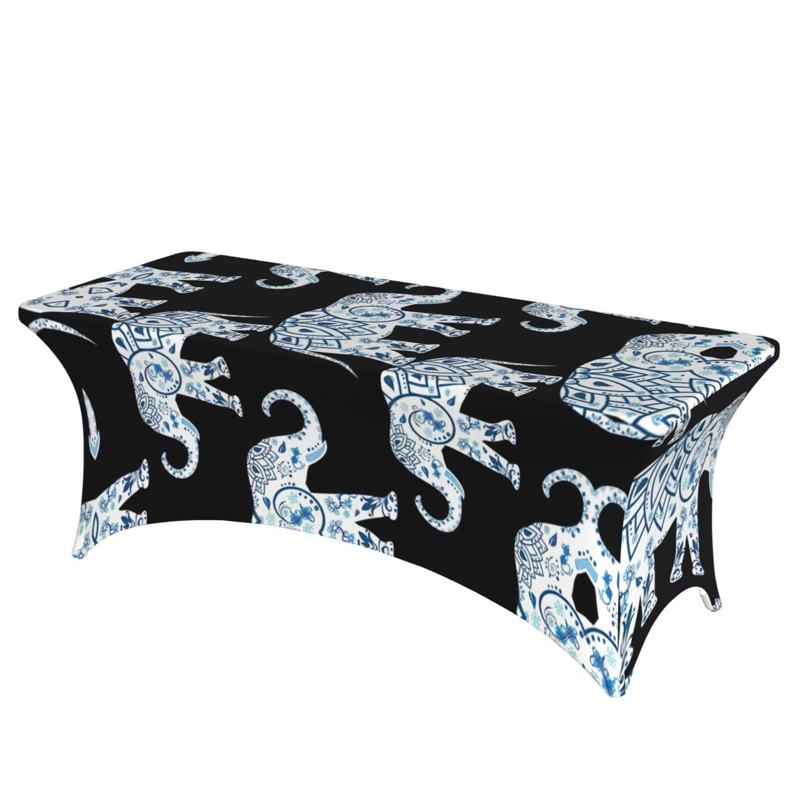 Housses de table rectangulaires extensibles imprimé éléphant aztèque 1,8m
