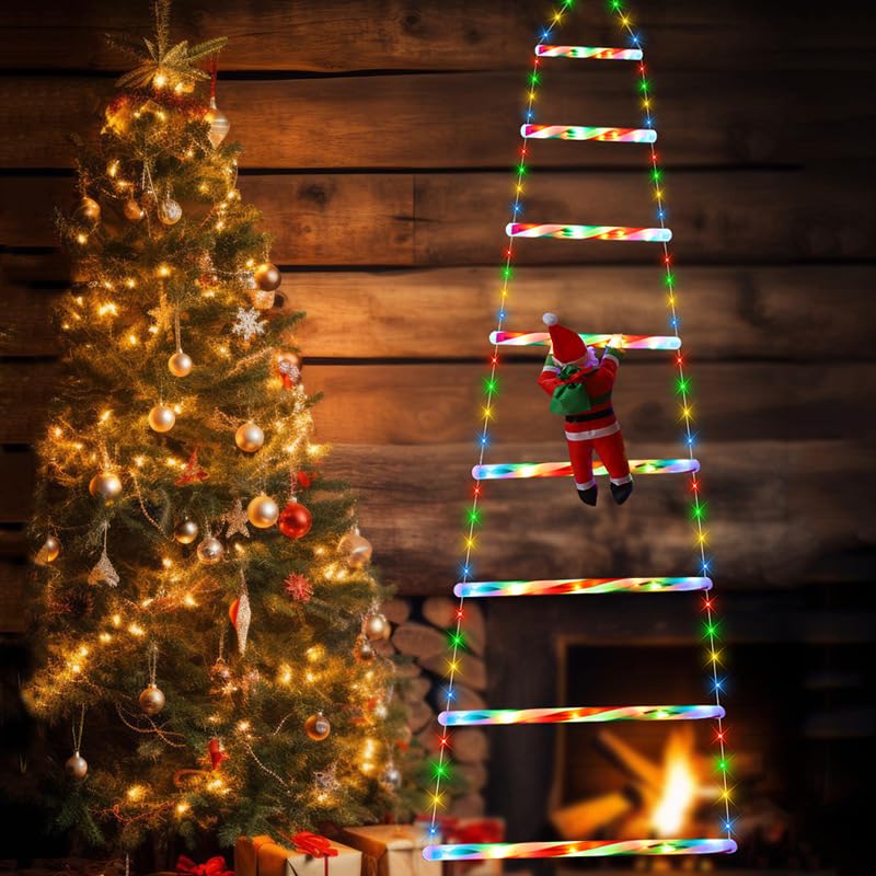 Weihnachtsleiter mit kletterndem Weihnachtsmann,...