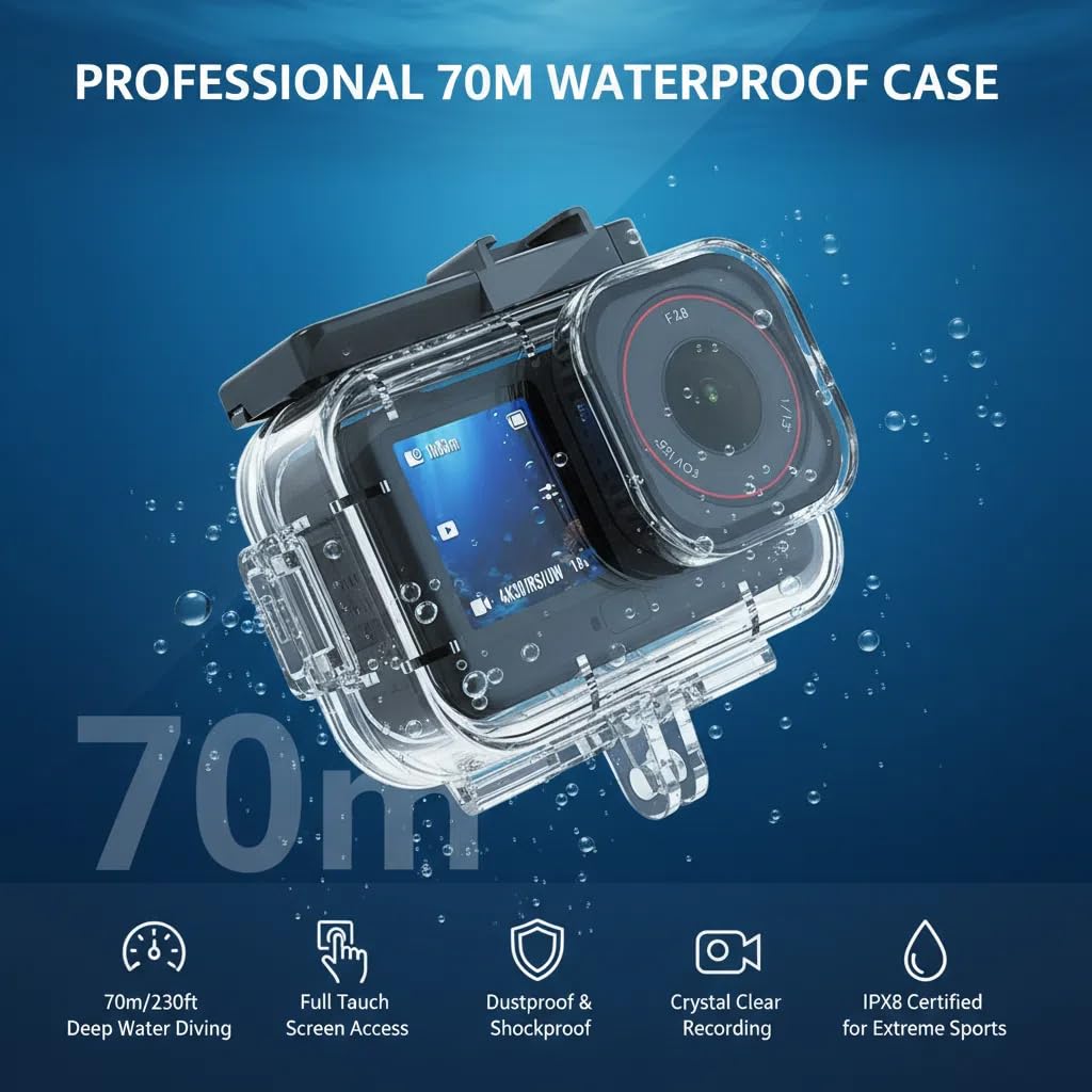 Zestaw akcesoriów, kompatybilny z DJI OSMO Action 6, wodoszczelna obudowa, folia ochronna na wyświetlacz z hartowanego szkła, pływający uchwyt Bobber, duża torba do noszenia, uchwyty na klatkę