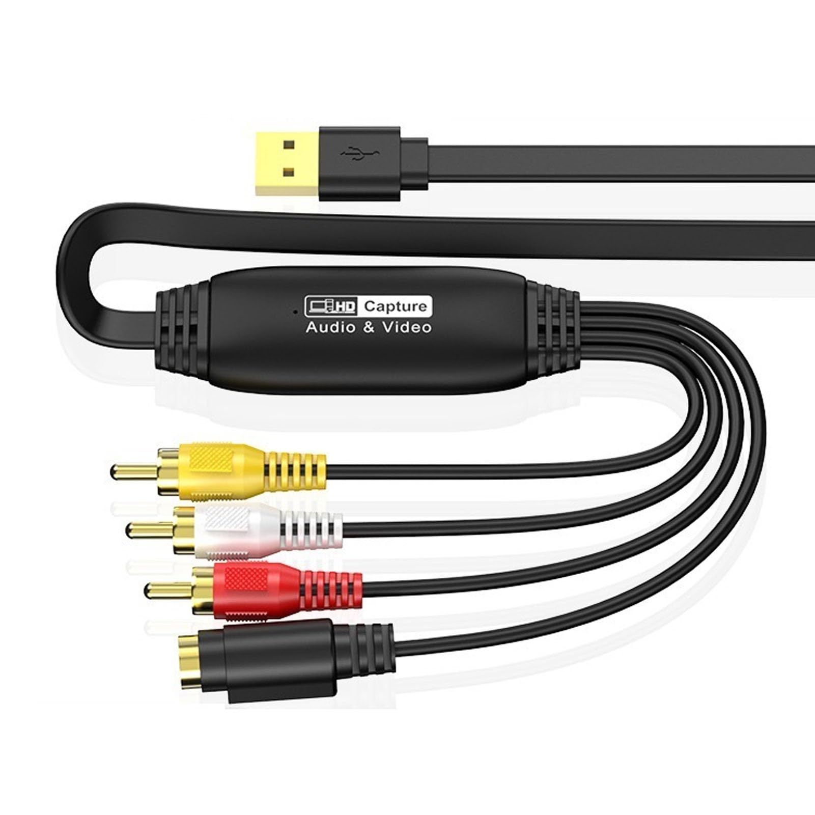 VHS to Digital Video Capture Card Converter USB 2.0 Video Adapter S to USB 1080P R CA S, Transfer DVD Hi8 Mini DV Video Recorders to PC, Device