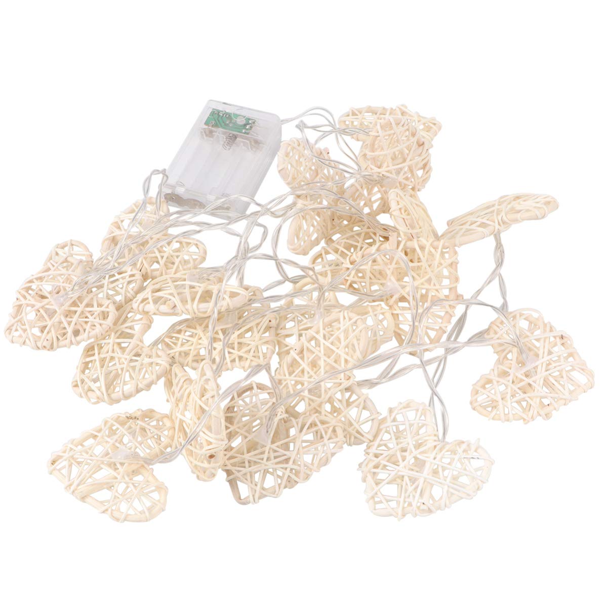 PRETYZOOM Rattan Heart String Lights 98.43In Battery Operated Warm Led Fairy Lights for Bedroom Wall Decoration Indoor Love Heart Shape Lamp Ideal Valentine S Day & Party Ambience