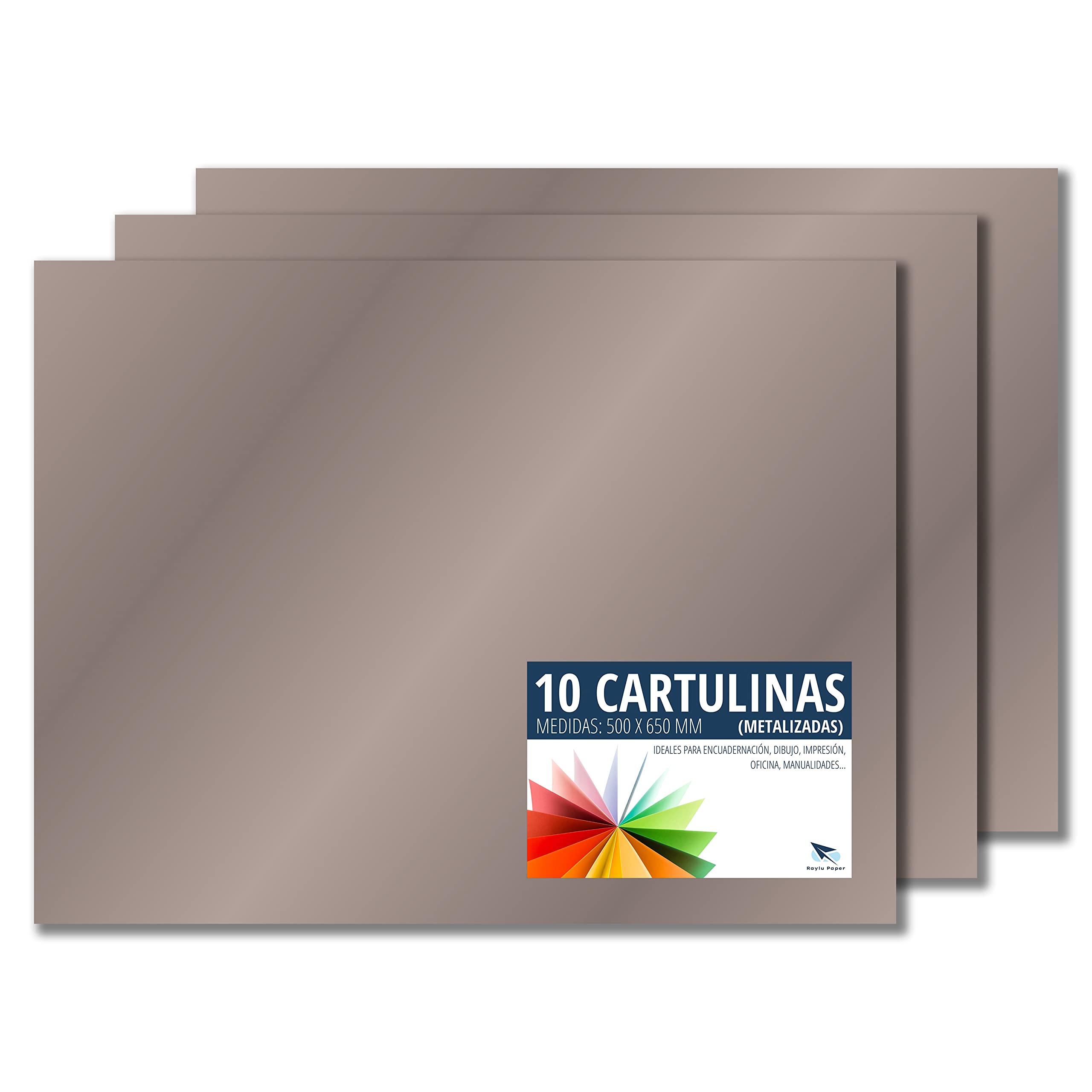 RAYLU PAPER Coloured Paper Metallic 50 x 65 cm, Pack of 10 180g/m², 210 x 297 mm, Professional Coloured Cardboard Boxes for Office, Copier Paper, Colourful Paper for Crafts (Metallic Silver)