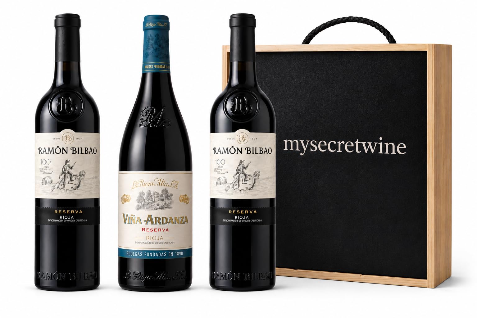 ### Título Amazon Pack Vinos Rioja con Caja de Madera – 2 Botellas Ramón Bilbao Reserva + 1 Viña Ardanza Reserva – 3 x 750 ml – Selección Premium DOCa Rioja -Mysecretwine-