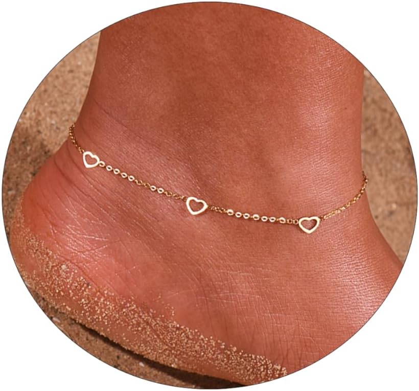 Anklets for Women 18K Gold Plated Anklets Waterproof Ankle Bracelets for Women Silver Ankle Bracelet Cross Satellite Gold Beads Herringbone Tennis Crystal Evil Eye Beach Anklets Dainty Jewelry Gift