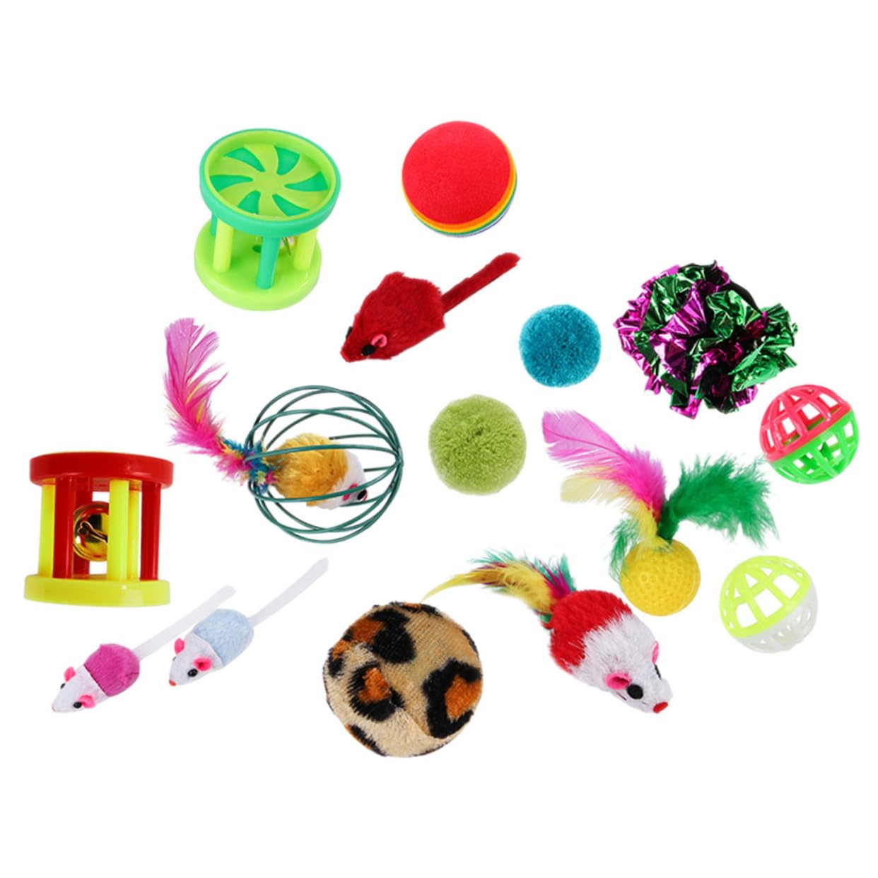 Happyyami 96stücke Teiliges Interaktives Katzenspielzeug Federn Und Glockenbällen Für Katzen Und Kätzchen Fördert Spiel Und Bewegung Schützt Möbel Und Sorgt Für Stundenlangen Spaß