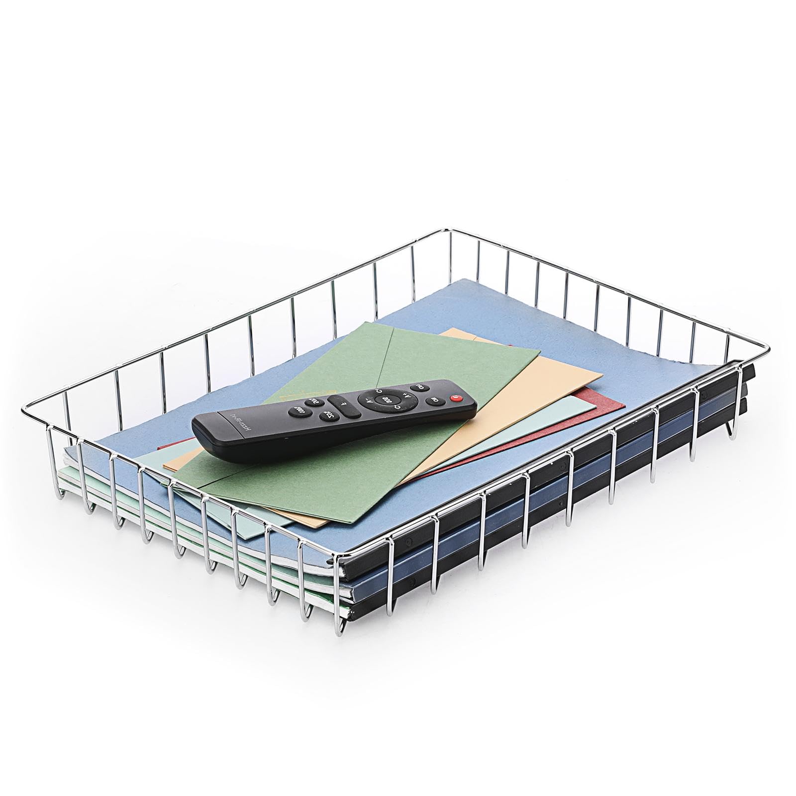 BTSKY Multipurpose A4 File Tray Wire Desk Tray Organizer Elegant Letter Size Desk Documents Tray Magazine Files Storage Basket Organizer Bin for