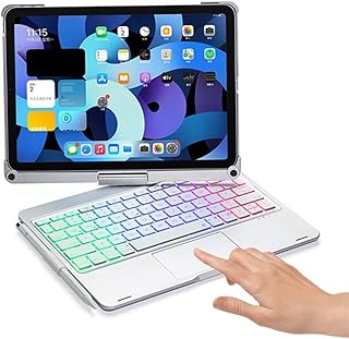 iPad Air 11インチ (M3/M2) Air 第5/4世代 10.9インチ キーボード ケース 360度回転 タッチパット バックライト付き iPadPro11 第4/3/2/1世代 キーボード 折り畳み 一体型 多機能 (銀)