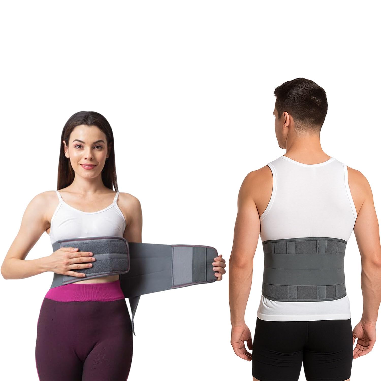 LS Lumbo Sacral Back Support Belt Grey Lower Back Pain Relief Adjustable Lumbar Support Brace for Men & Women Spine & Waist Support Orthopedic LS Belt-image-3