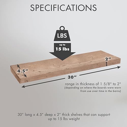 Vista 44 de Urban Legacy - Estantes flotantes hechos de auténtica madera regenerada, moderna, a la moda, madera de granero, hecho por Amish en el condado