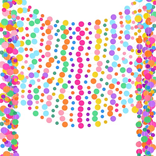 Image of Outus 20 Pieces Colorful Circle Garland Banner Hanging Paper Dot Decorations for Classroom, Birthday Party, Baby Shower, Wedding Backdrop & Photo Booth Graduation Decor (Rainbow)