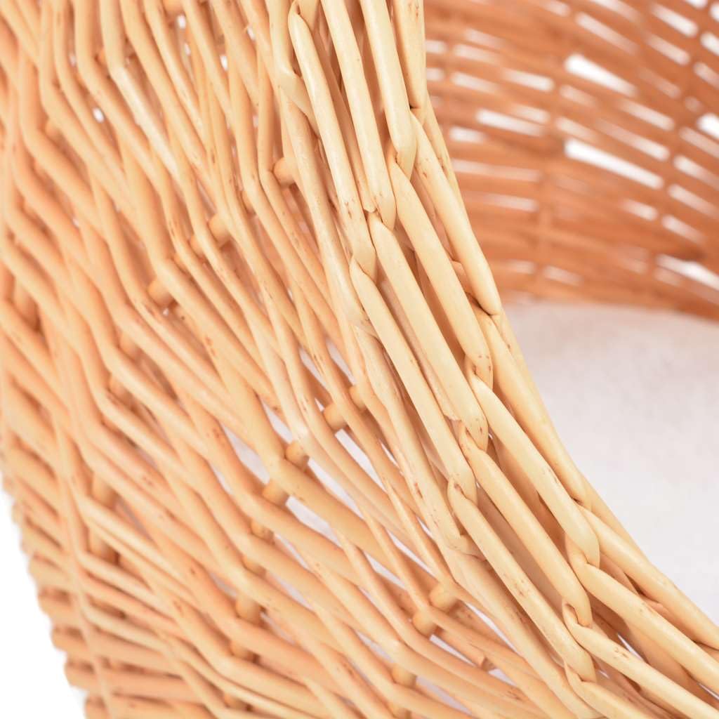 Albero per gatti realizzato a mano in legno naturale con corda in sisal, 2 cestini in vimini e cuscini rimovibili per affilare gli artigli, arrampicarsi e rilassarsi, design compatto
