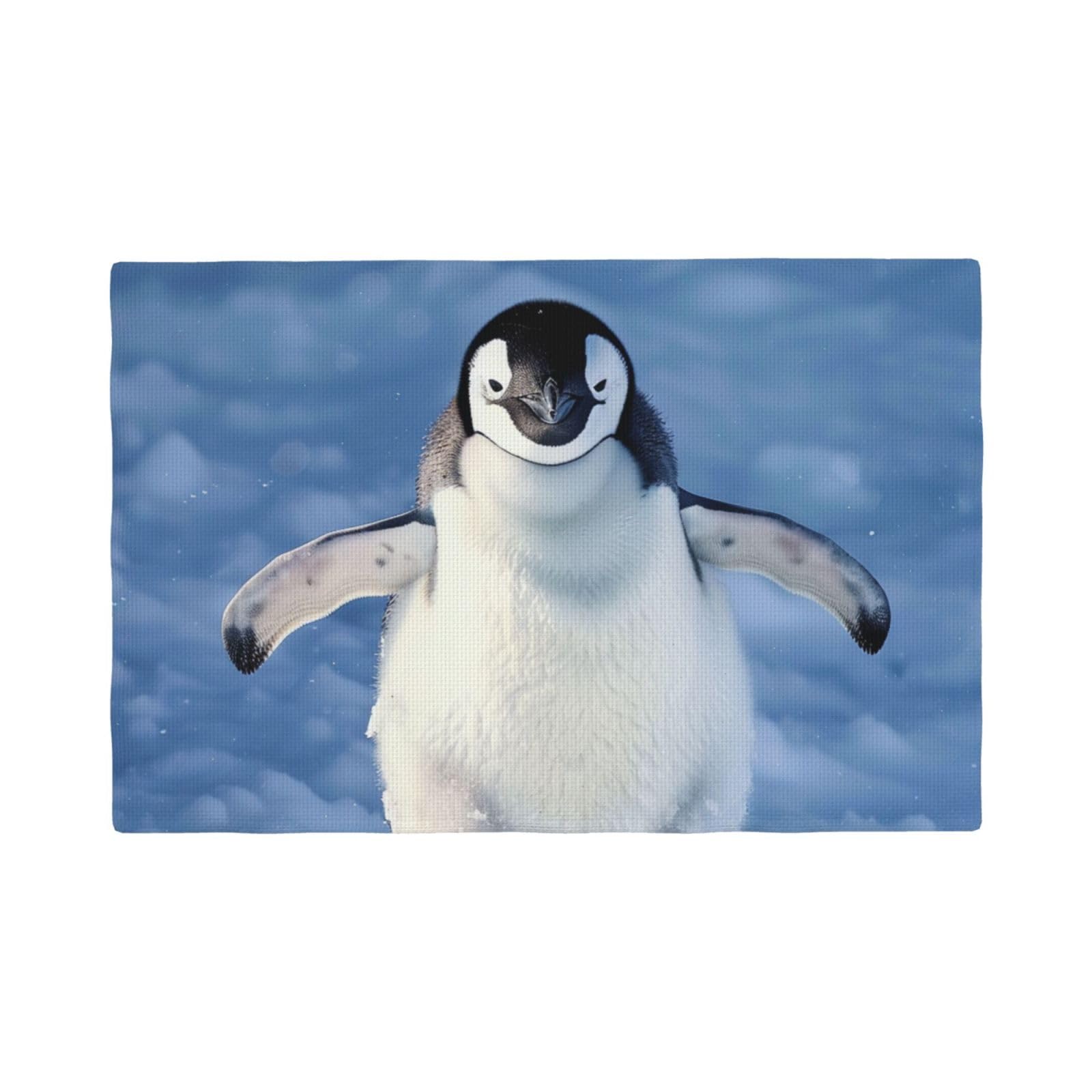 Cute Penguin Print Placemats Set, Heat Resistant Washable Placemat 12x18in Table Mats for Party Kitchen Dining Table Decoration Indoor Outdoor, Six Piece