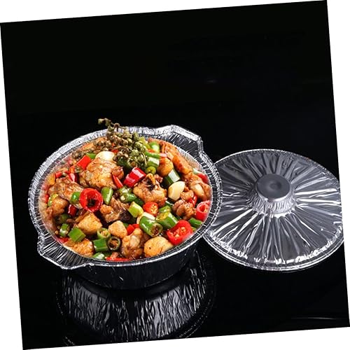 Miniatura 9 de Sartén de aluminio de Navidad con tapas, bandejas redondas de aluminio para mesa de nachos, recipiente para tartas, recipiente de papel de aluminio,