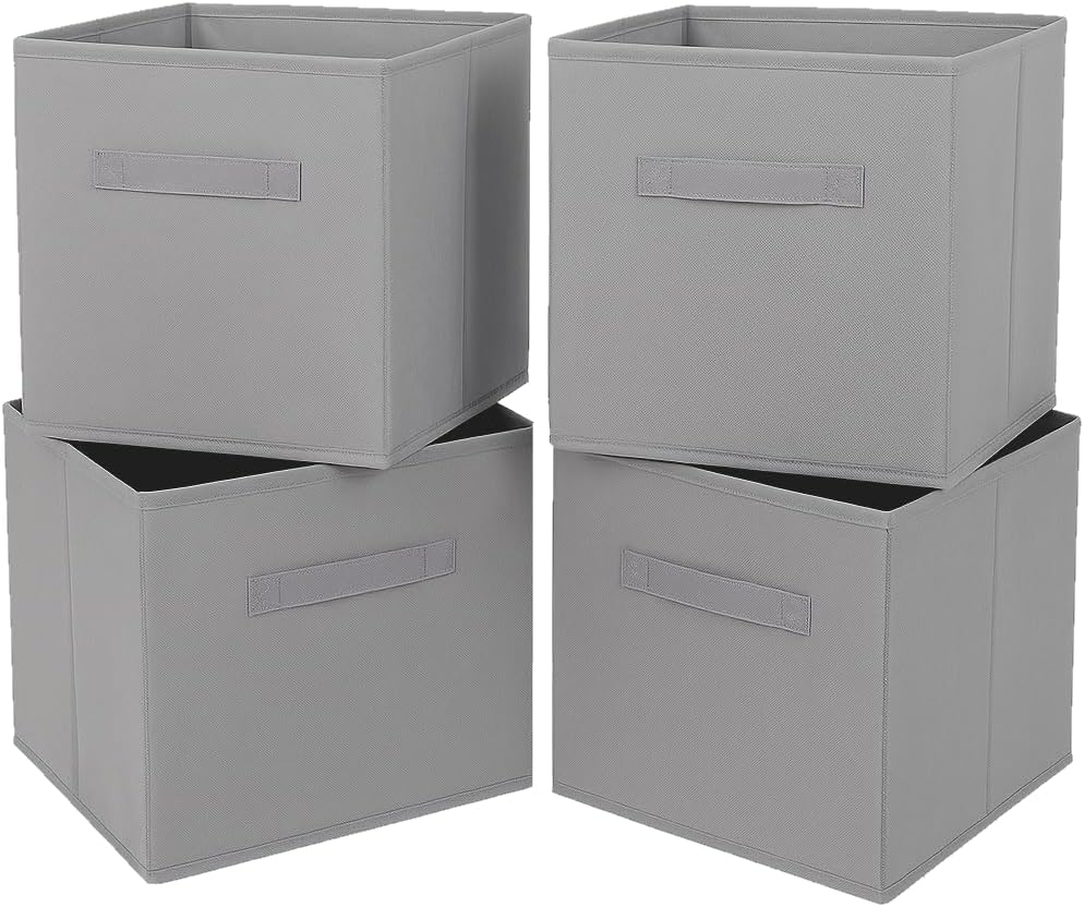 Clay Roberts Foldable Storage Boxes, Pack of 4, Grey, Storage Cubes Boxes for Homes and Offices