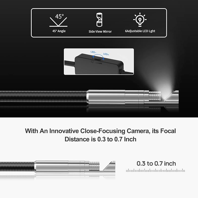 Teslong NTG100 Fegyver Endoszkóp Kamera 0,2" Átmérővel - 6 LED Lámpás Cső Vizsgáló Kamera 47" Hosszú Kábellel - PC, Android Kompatibilis