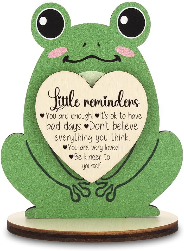 Frog Inspirational Desk Plaque “Little Reminders” Positive Affirmations, Healing Office Gift, Emotional Support Mental Health Decor, LBR9