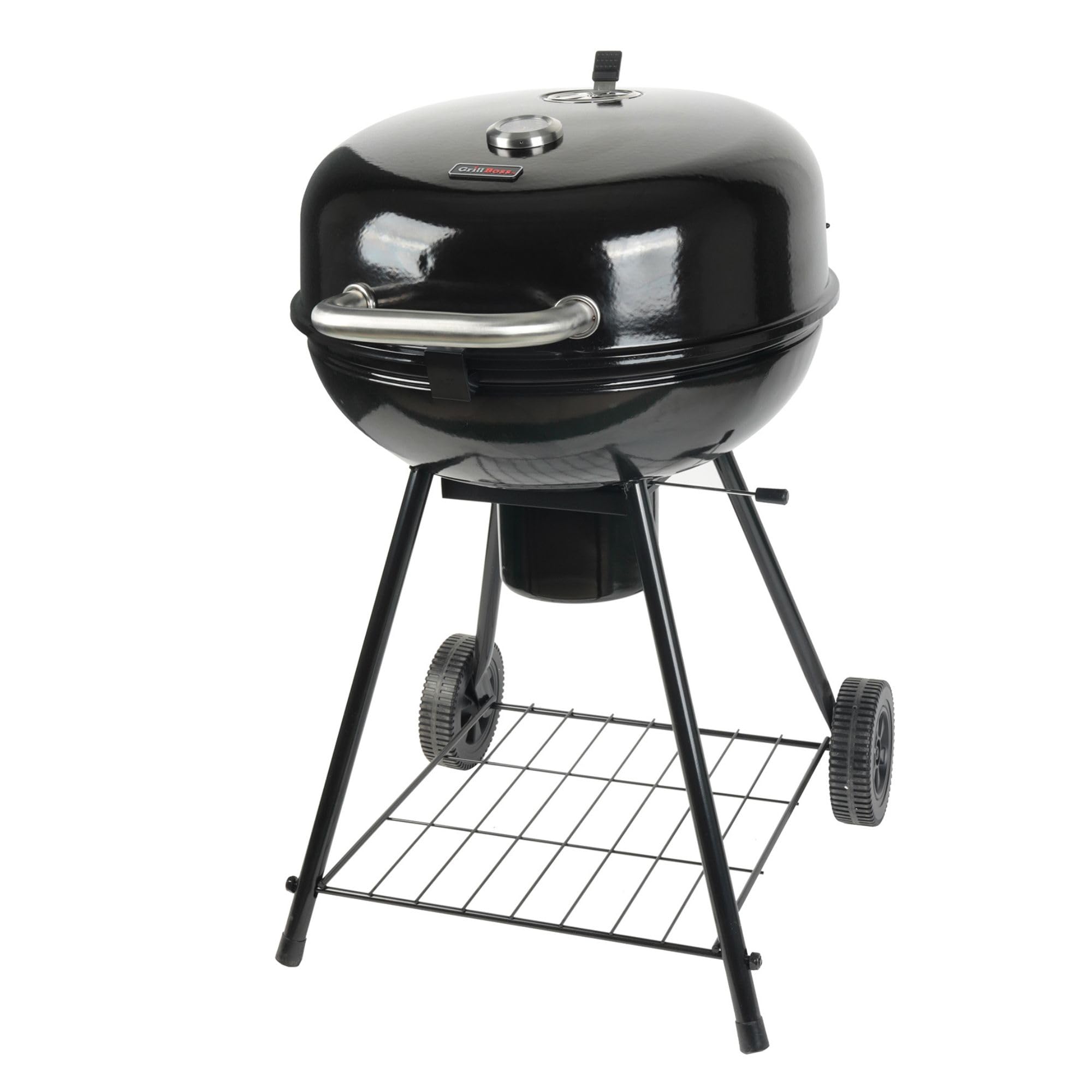Grill Boss Charcoal Kettle Grill with Large 22-Inch Cooking Area - Includes Warming Rack, Bottom Storage Shelf, Ash Catcher & Wheels for Outdoor BBQ, Tailgating, Camping & Backyard Grilling