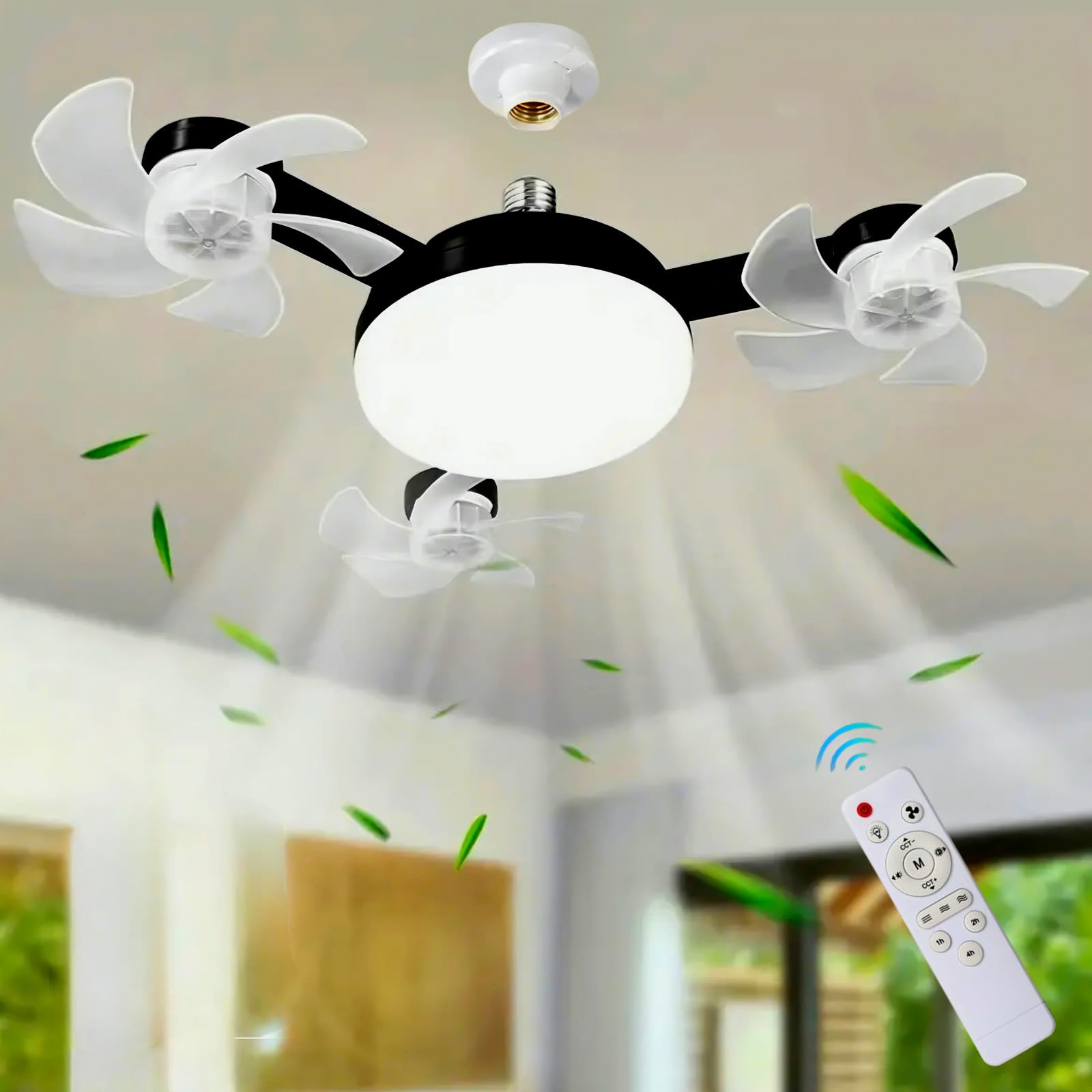Smart Ceiling Fan Light With Remote - Dimmable, 3 Color Temps, 3 Speeds, Fits Standard Light Socket